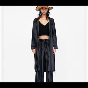 Zara open striped jacket cardigan sz m stripe